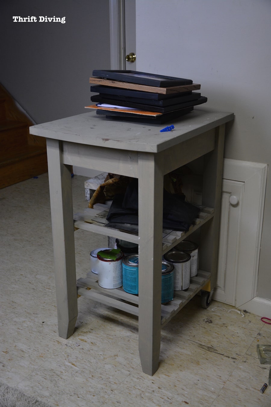 Repurposed IKEA Kitchen Cart makeover - Ugly kitchen cart BEFORE.