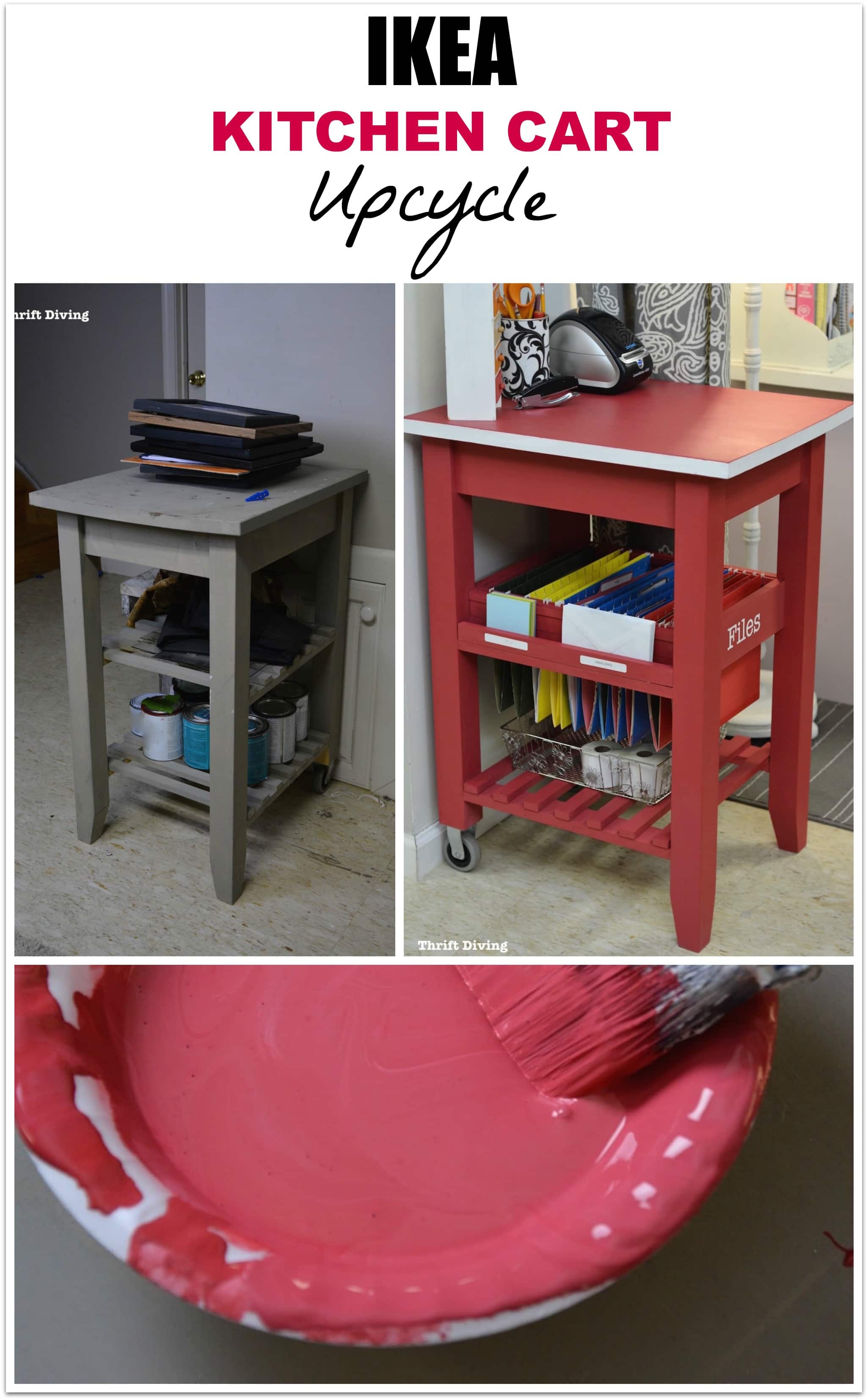 IKEA Kitchen Cart Upcycle - BEFORE and AFTER of a thrifted kitchen cart.