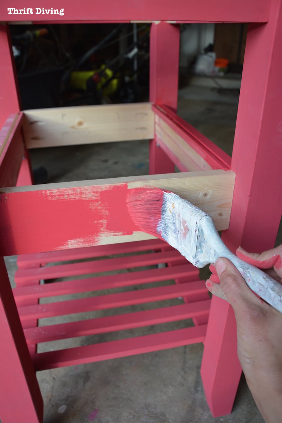 Repurposed IKEA Kitchen Cart makeover - Painting the kitchen cart a uniform color.