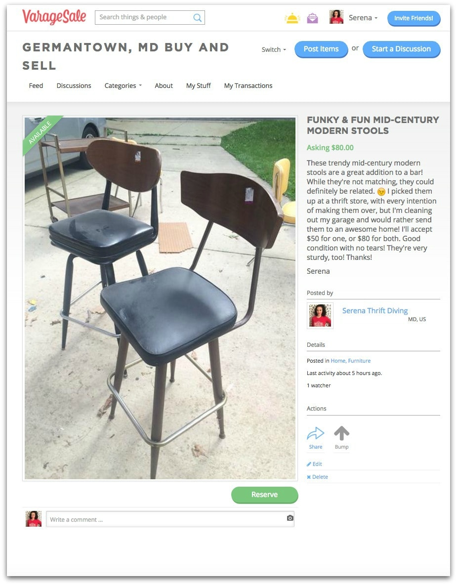 VarageSale Mid Century Modern Stools for sale - Thrift Diving