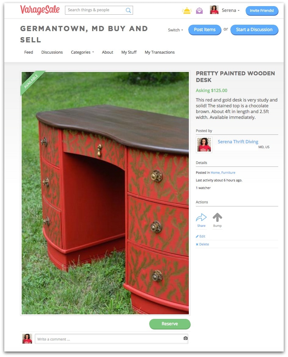 VarageSale Review - Red desk - Thrift Diving