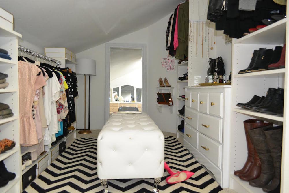Master bedroom walk-in closet makeover - AFTER - Thrift Diving