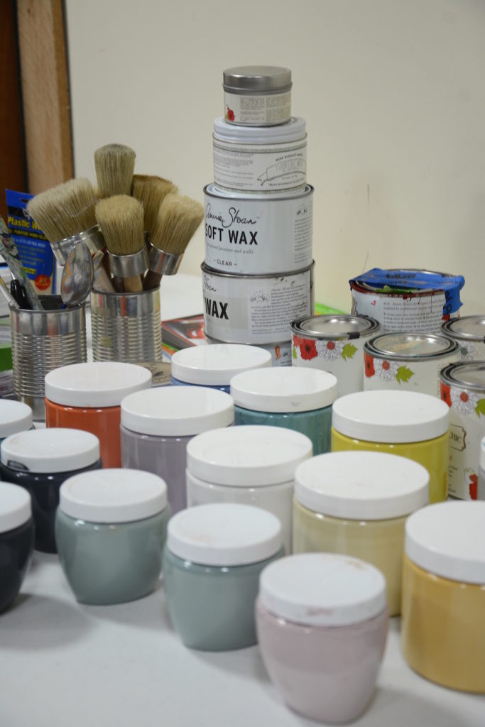 Furniture Painting Classes-I bring jars of chalk paint in the most popular colors