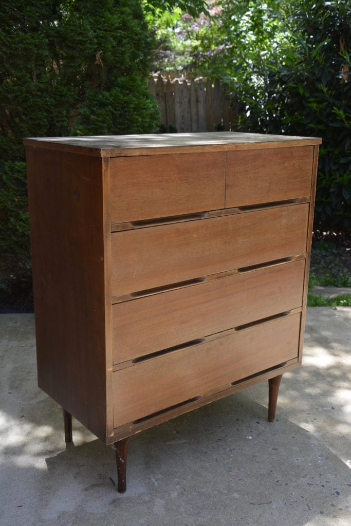 Mid-Century Modern dresser makeover - BEFORE - $15 dresser from the thrift store | Thrift Diving