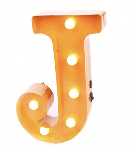 Large orange letters with lights on Amazon. - Thrift Diving