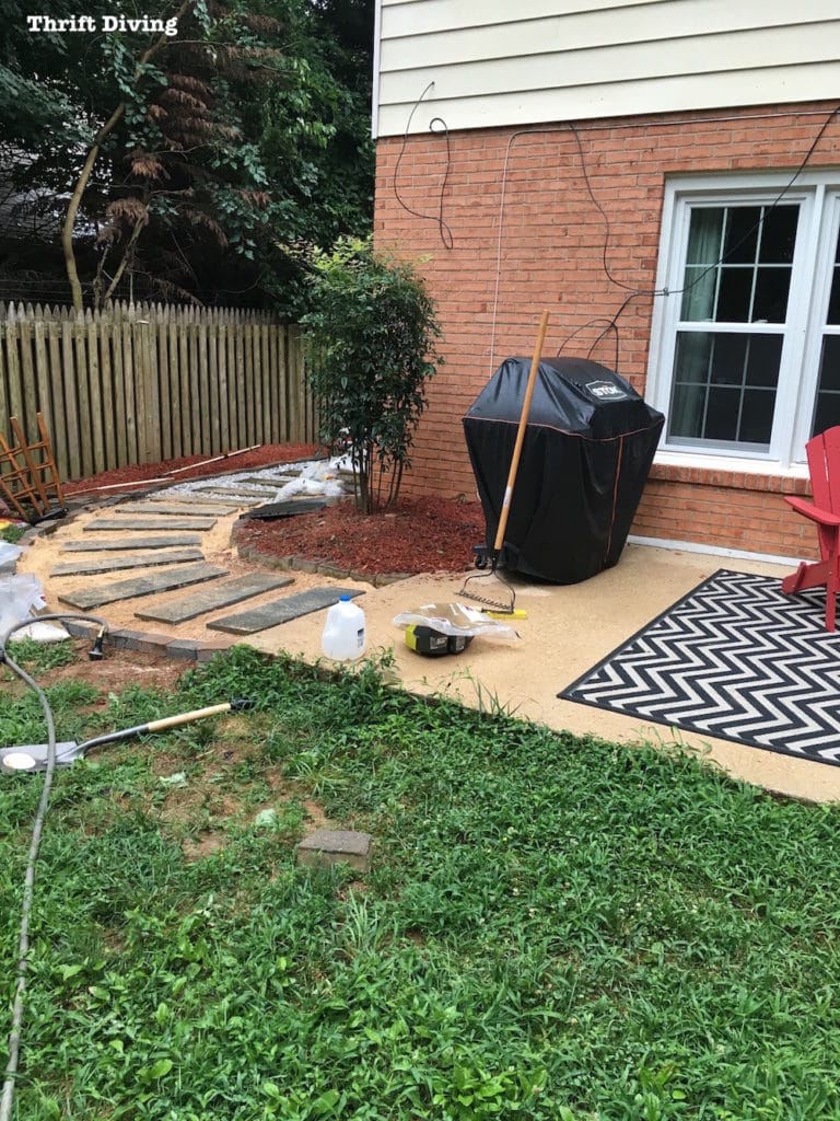 DIY walkway with paver boarders - 2