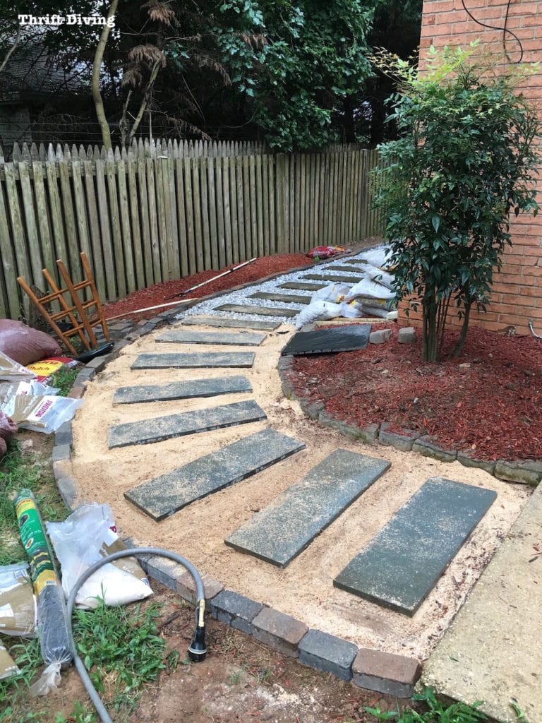 DIY walkway with paver boarders
