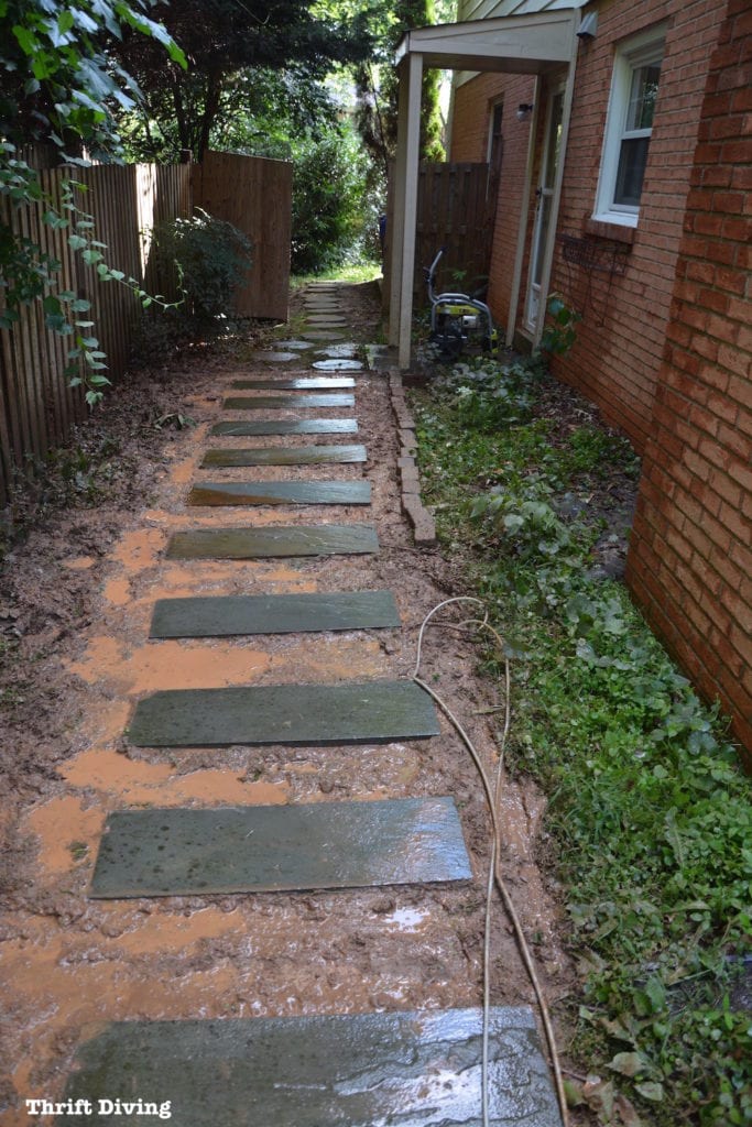 Lessons in Gardening and Working Outdoors - Use a pressure washer to blast away weeds to make a DIY walkway. - Thrift Diving