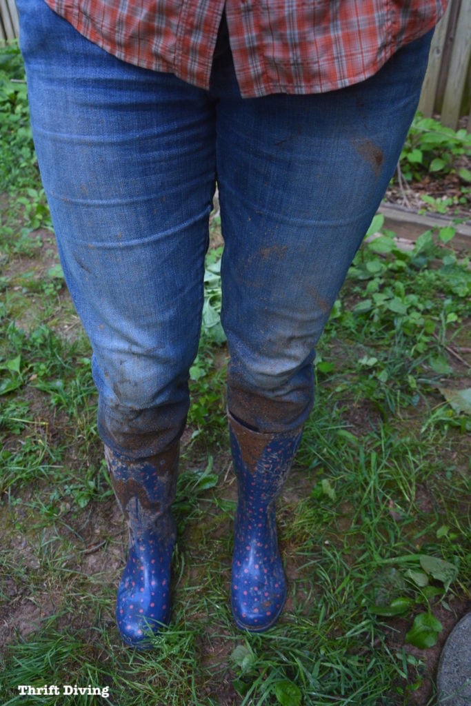 Lessons in Gardening and Working Outdoors - Wear gardening boots. It's messy! - Thrift Diving