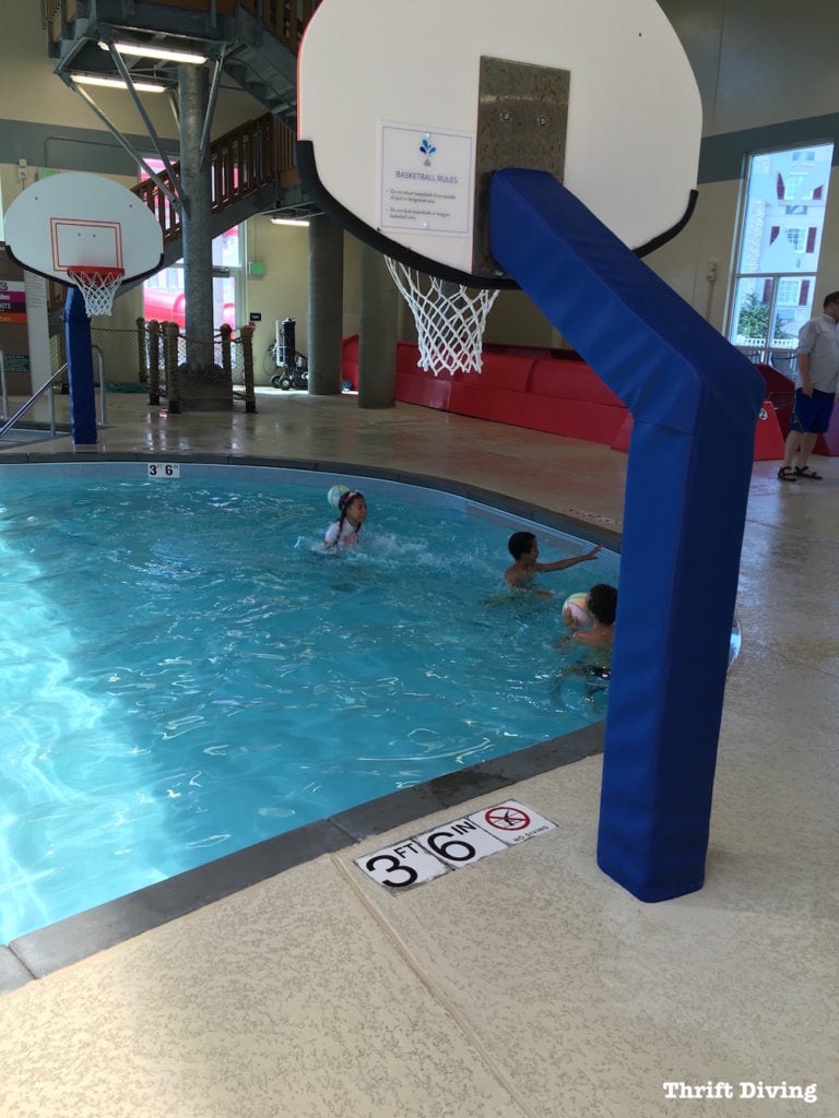 Playing basketball in the pool at Hershey Lodge