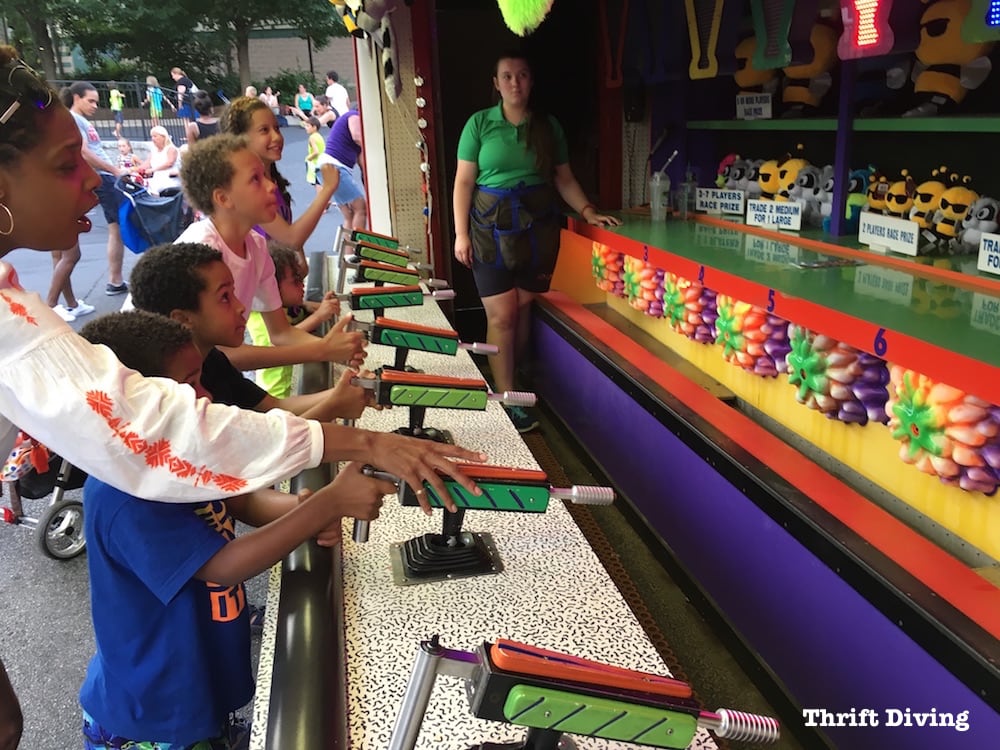 Playing games at the amusement park