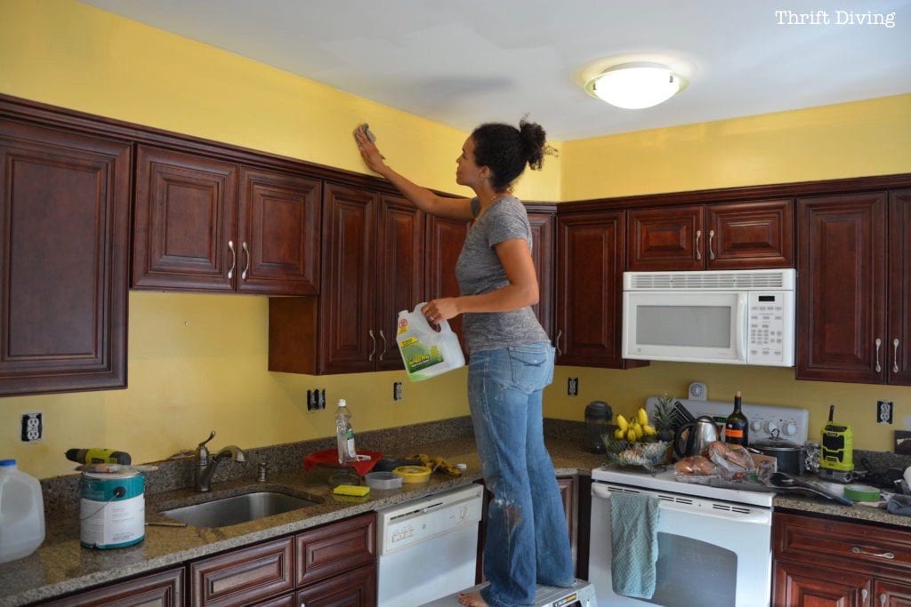 How To Paint A Kitchen In Just Few Hours Thrift Diving Blog - Cleaning Kitchen Walls Before Painting