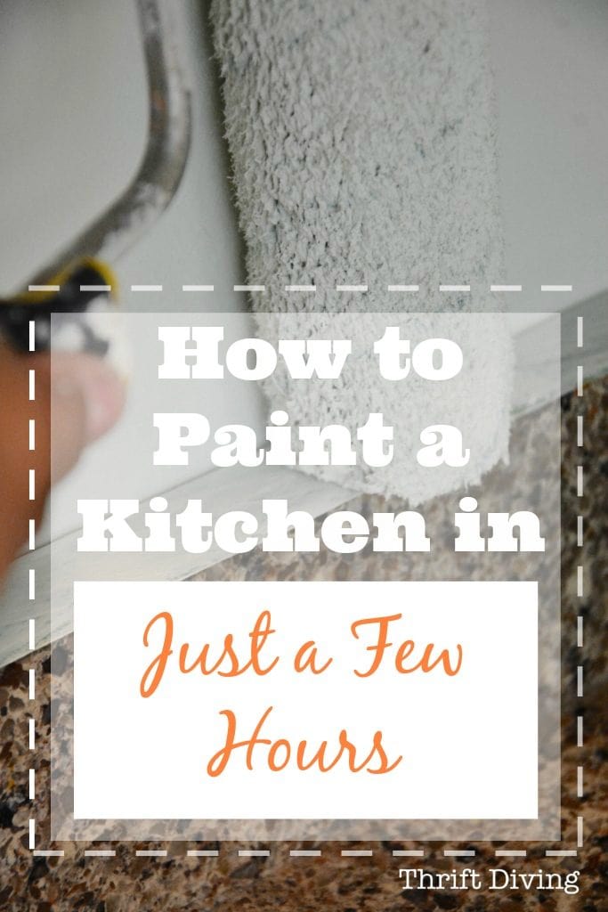 How to Paint a Kitchen in Just a Few Hours - With the right materials and painter's tape - Thrift Diving Blog