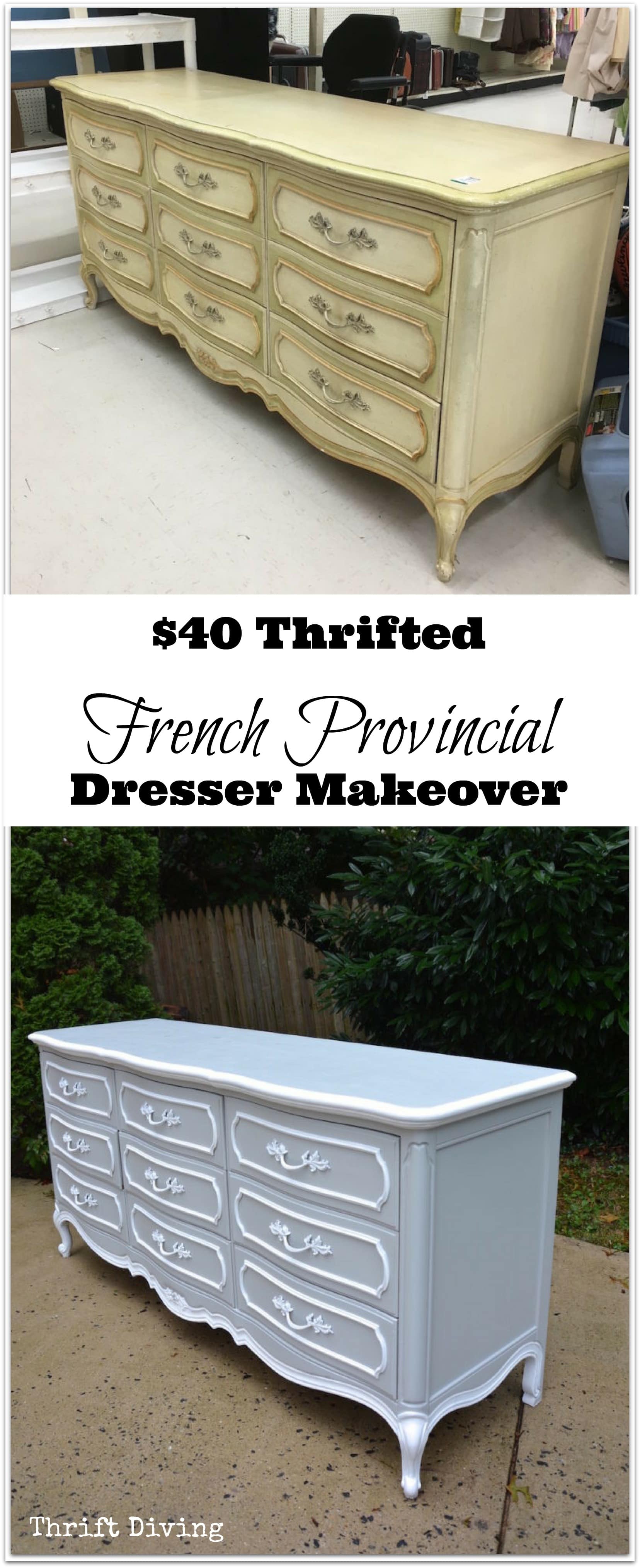 $40 Thrifted French Provincial Dresser Makeover