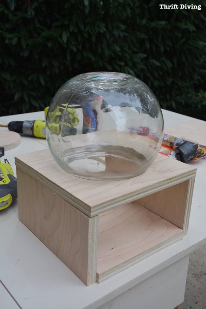How-to-make-DIY-candy-dispenser-for-Halloween-BEFORE-ThriftDiving-Blog-Build a platform
