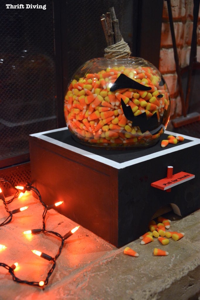How-to-make-DIY-candy-dispenser-for-Halloween-ThriftDiving-Blog-Add vinyl stickers