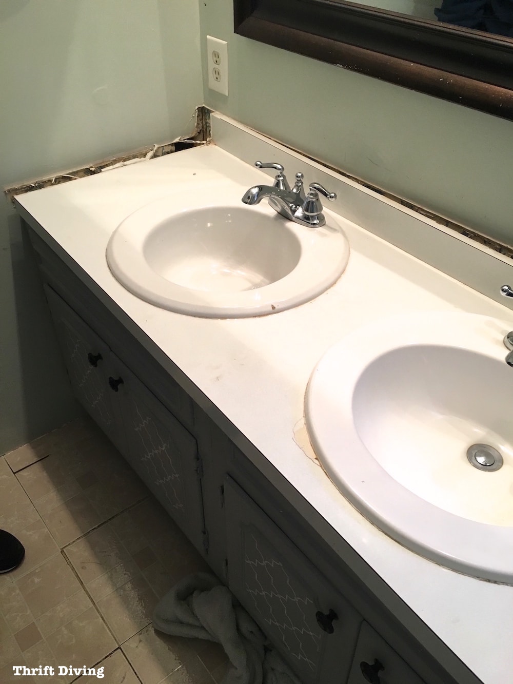 How to Remove an Old Bathroom Vanity - Thrift Diving Blog