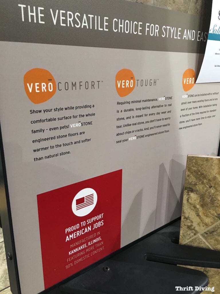 Picking out new VeroStone flooring from Carpet One - Reasons to choose VeroStone. - Thrift Diving