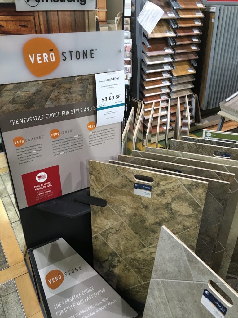 Picking out new VeroStone flooring from Carpet One - VeroStone selections - Thrift Diving