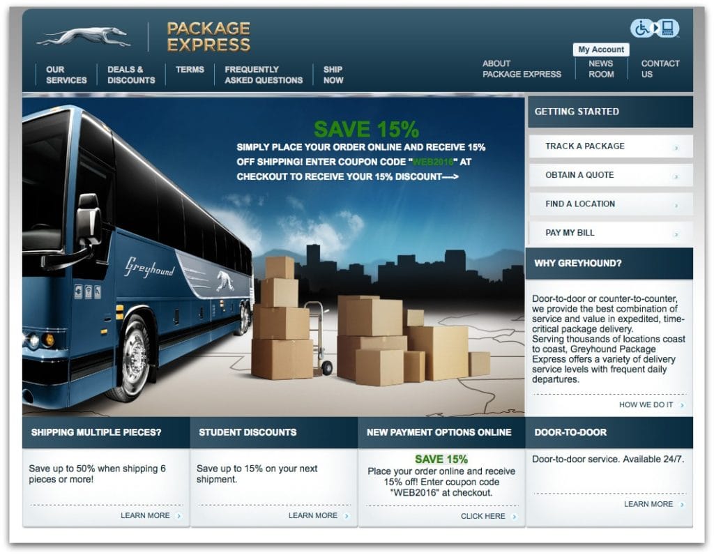 Shipping furniture with Greyhound Package Express