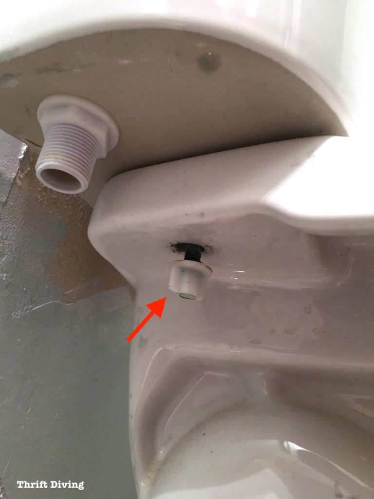 How to Remove a Toilet - Loosen the plastic bolt. - Thrift Diving