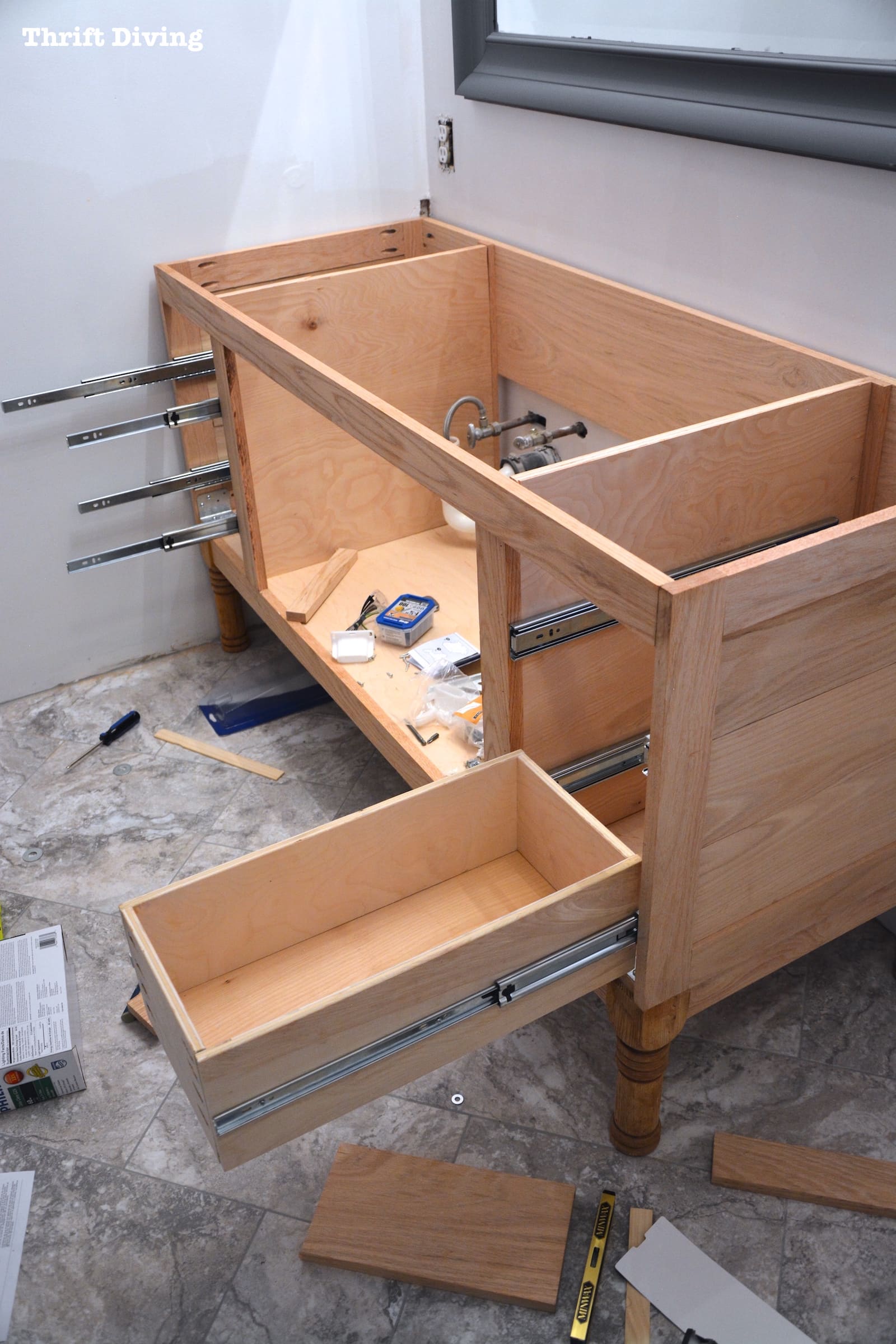 how to build a 60" diy bathroom vanity from scratch