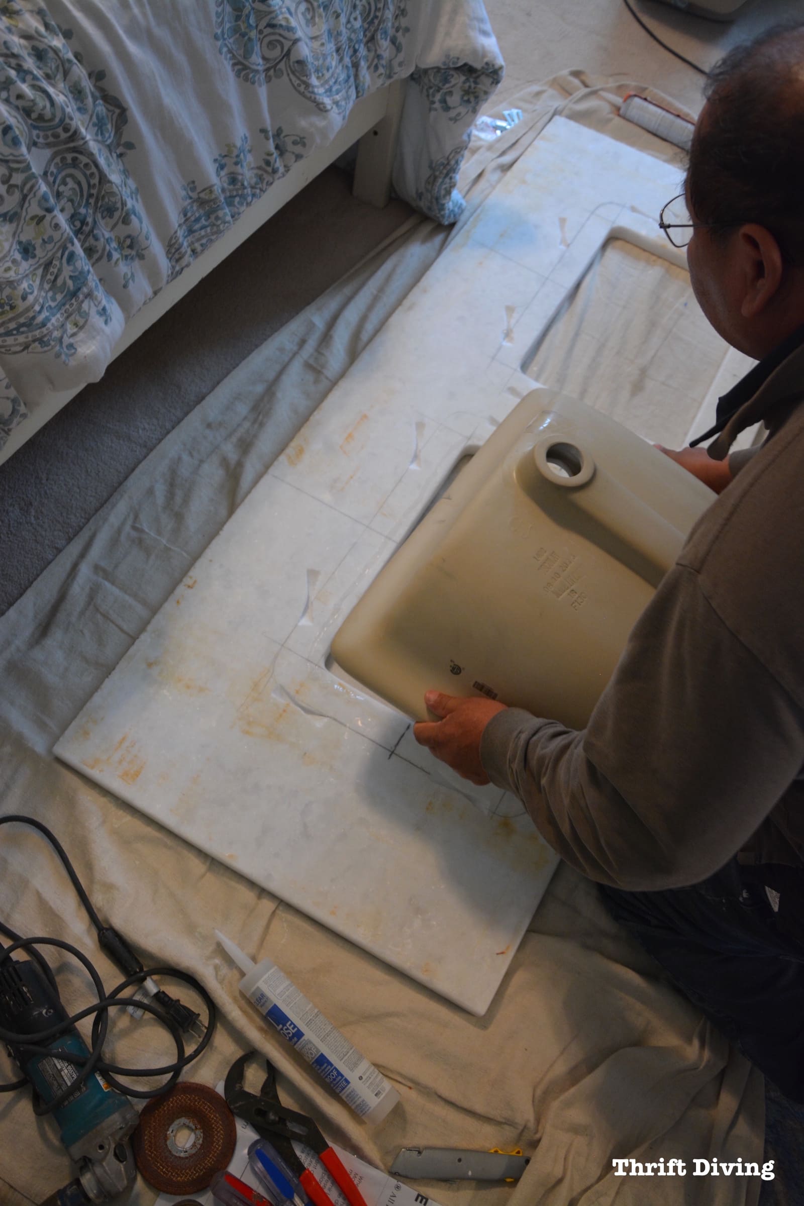 Build-a-DIY-bathroom-vanity-adding-granite-countertop-Thrift-Diving -8345