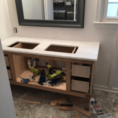Build a DIY Bathroom Vanity – Part 6 – Fitting the Granite Vanity Top