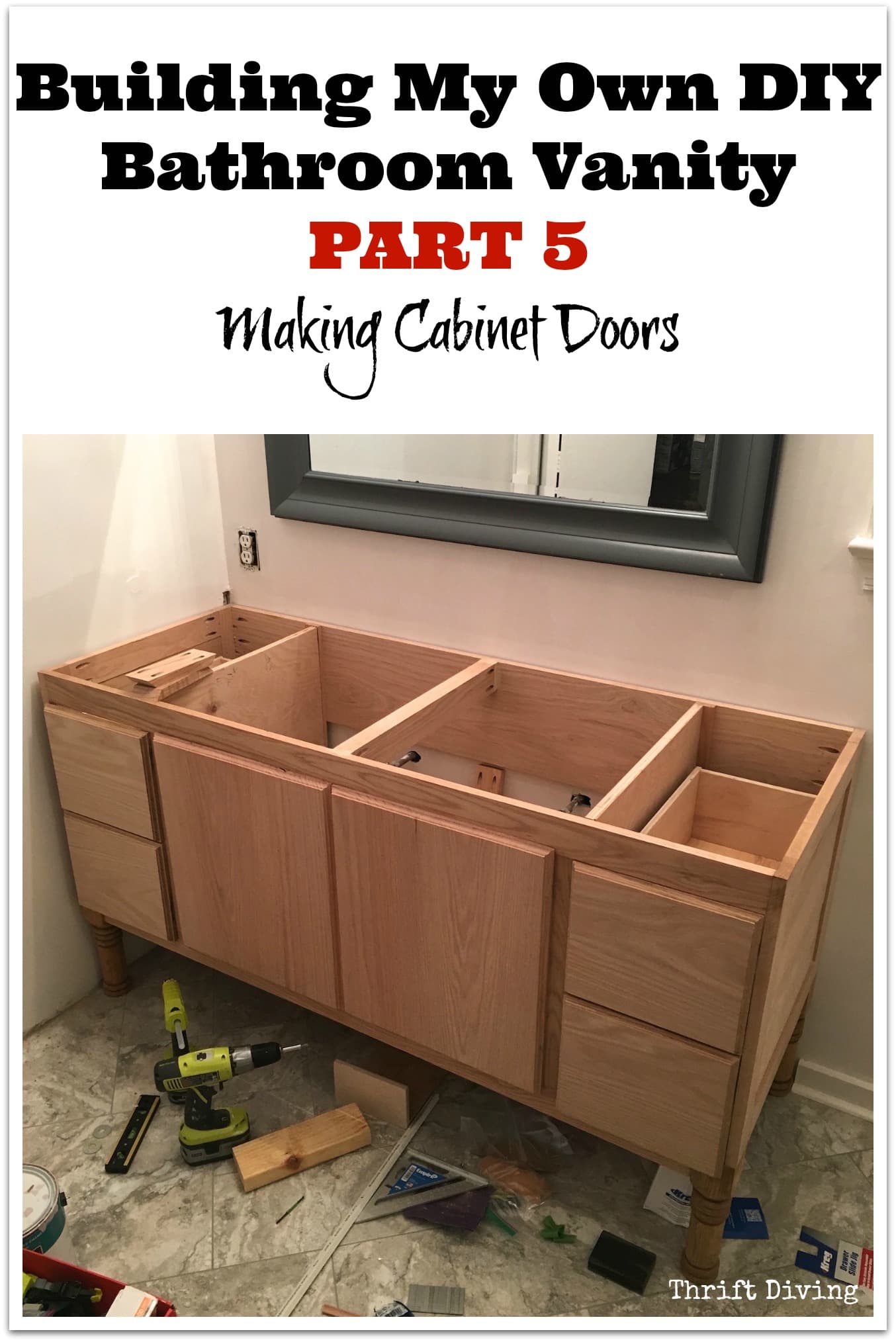 Building My Own DIY Bathroom Vanity - Part 5 - Making Cabinet Doors. See how it was done. Thrift Diving