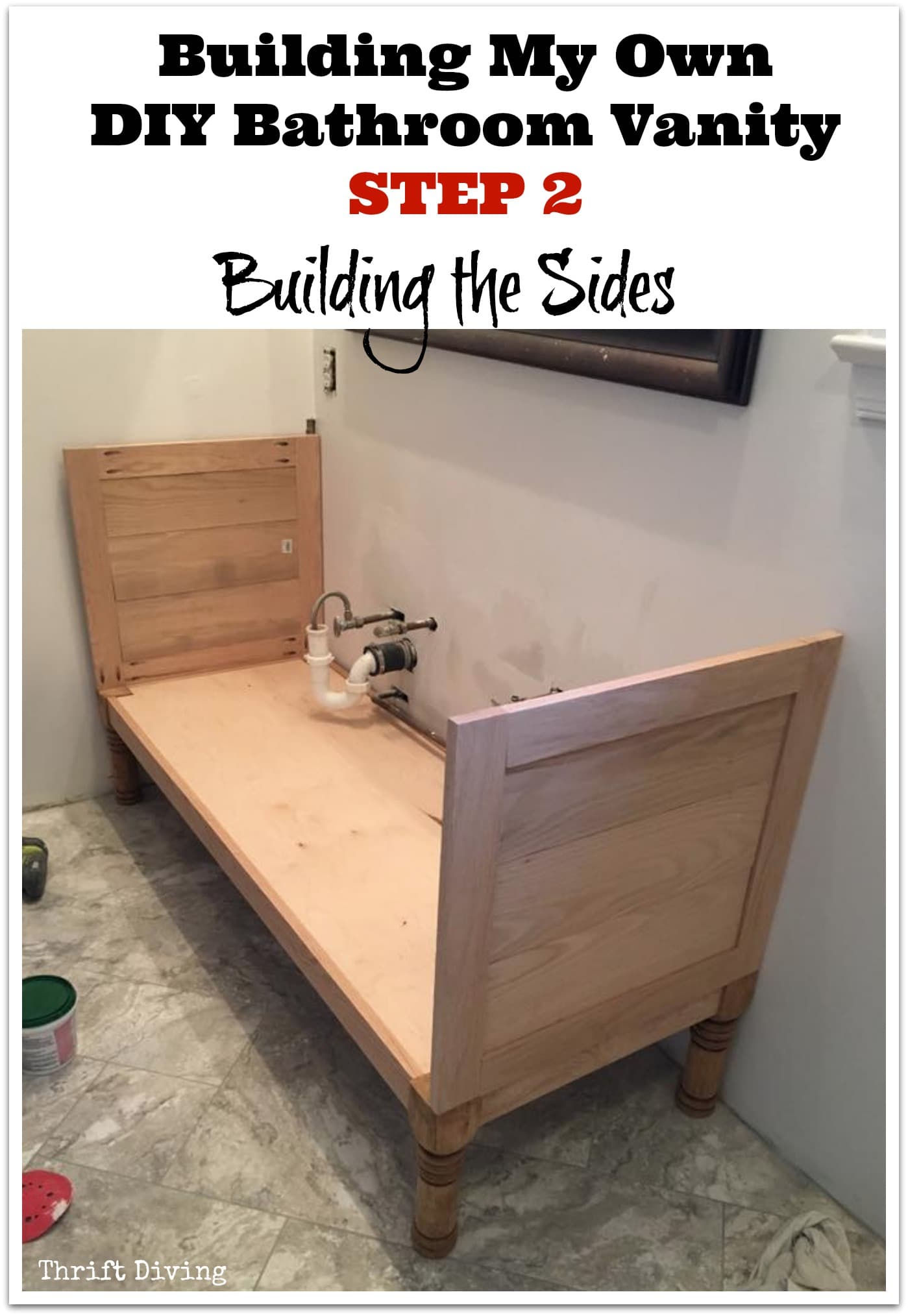Building My Own DIY Bathroom Vanity - STEP 2 - Building the Sides. See the entire series and tutorials! - Thrift Diving
