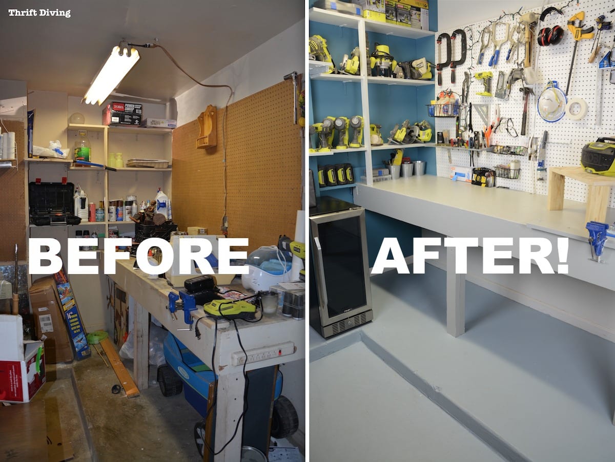 Just finished adding storage cabinets, small parts organizers and storage,  shelves, a miter saw dust hood and collection, and a sanding section. What  do you think? : r/Workbenches