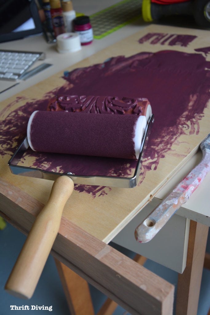 How-to-make-DIY-privacy-screen-for-window-Thrift-Diving-blog - Roller stamp