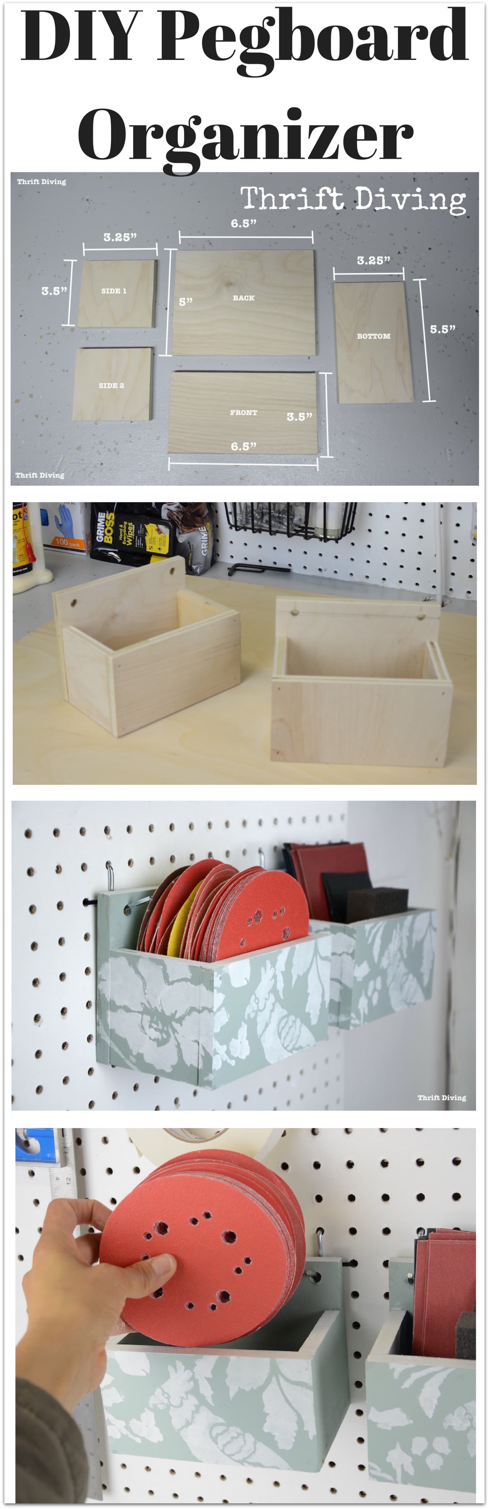 How to make a DIY pegboard organizer - Materials needed include 12 plywood, glue, and paint!