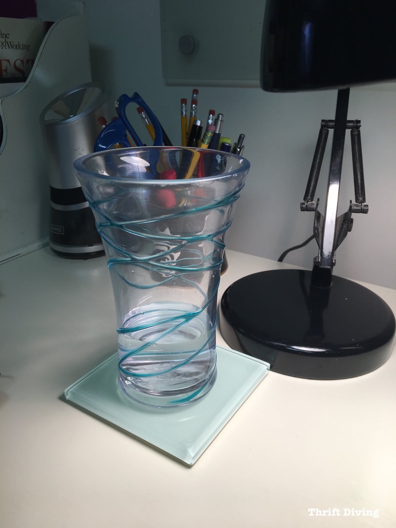 Refresh Your Desk - Use a glass tile from the hardware store as a DIY drink coaster 3