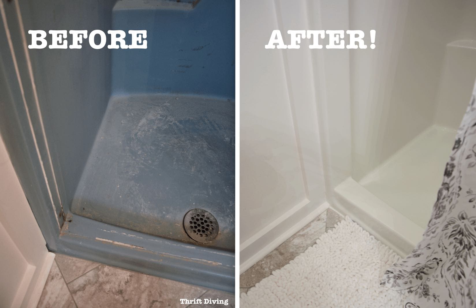 How to refinish or paint your shower or tub - BEFORE and AFTER - Thrift Diving