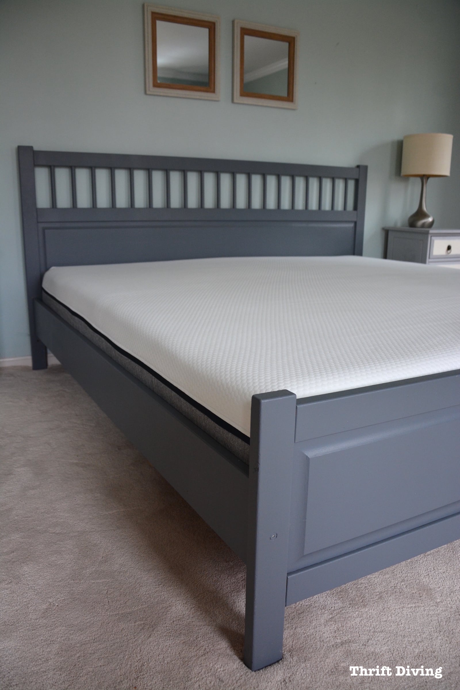 Lull Mattress Review and painted IKEA bed frame - AFTER - Painted IKEA bed frame. - Thrift Diving