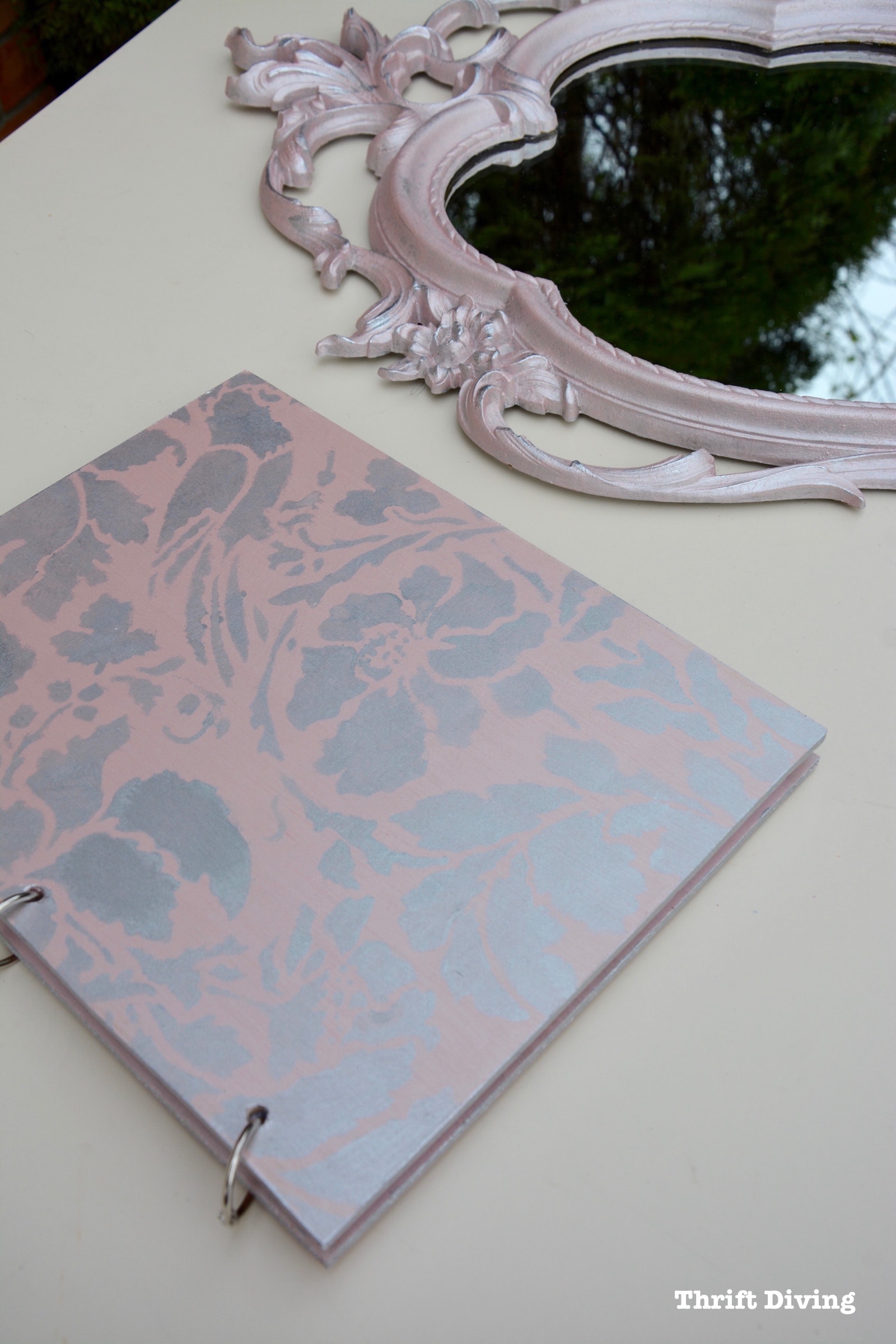DIY Painted Mirror and Stenciled DIY Wooden Notebook - Thrift Diving - 0317