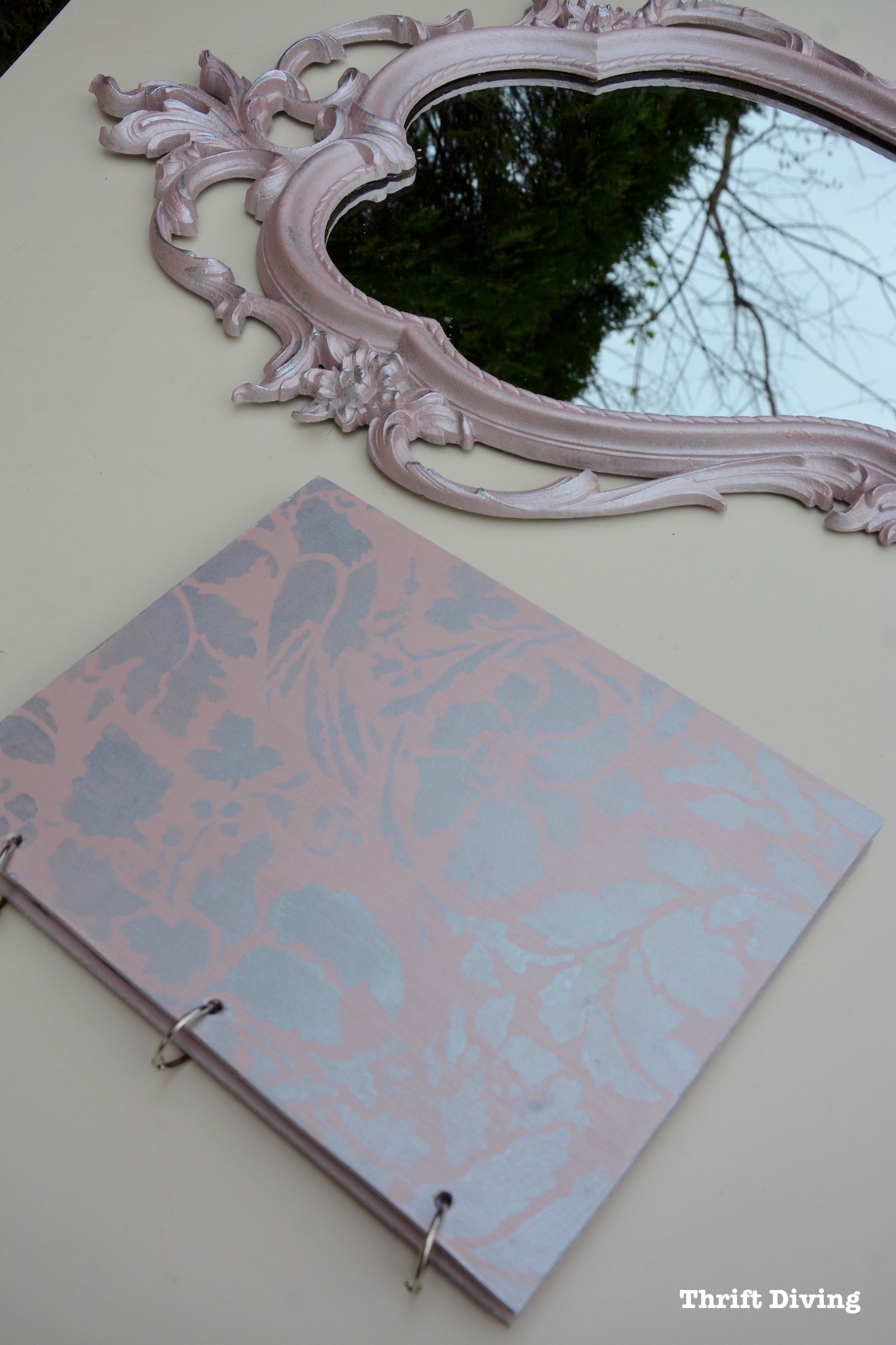 DIY Painted Mirror and Stenciled DIY Wooden Notebook - Thrift Diving - 0318