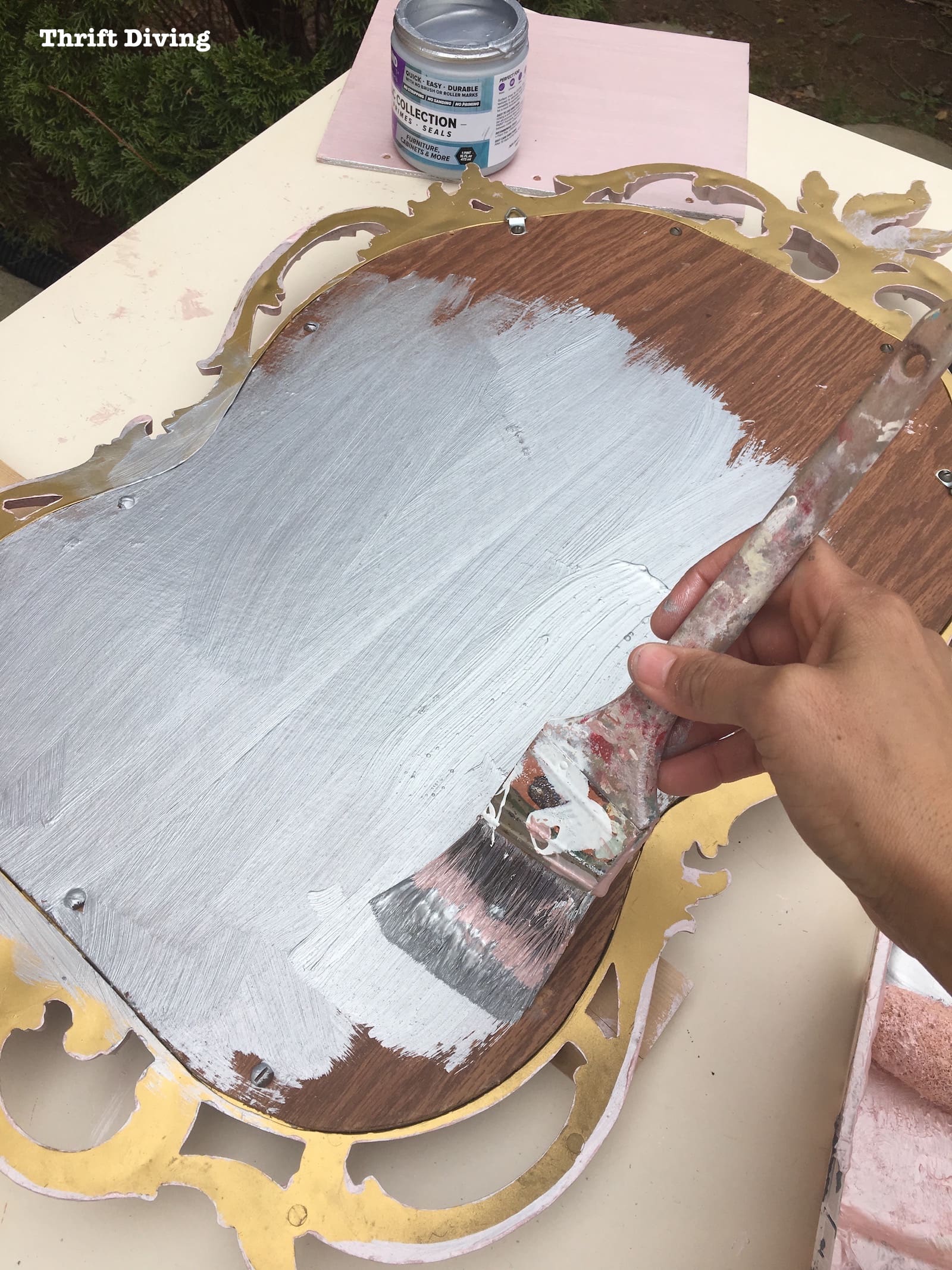 DIY Painted Mirror and Stenciled DIY Wooden Notebook - Thrift Diving - 4551