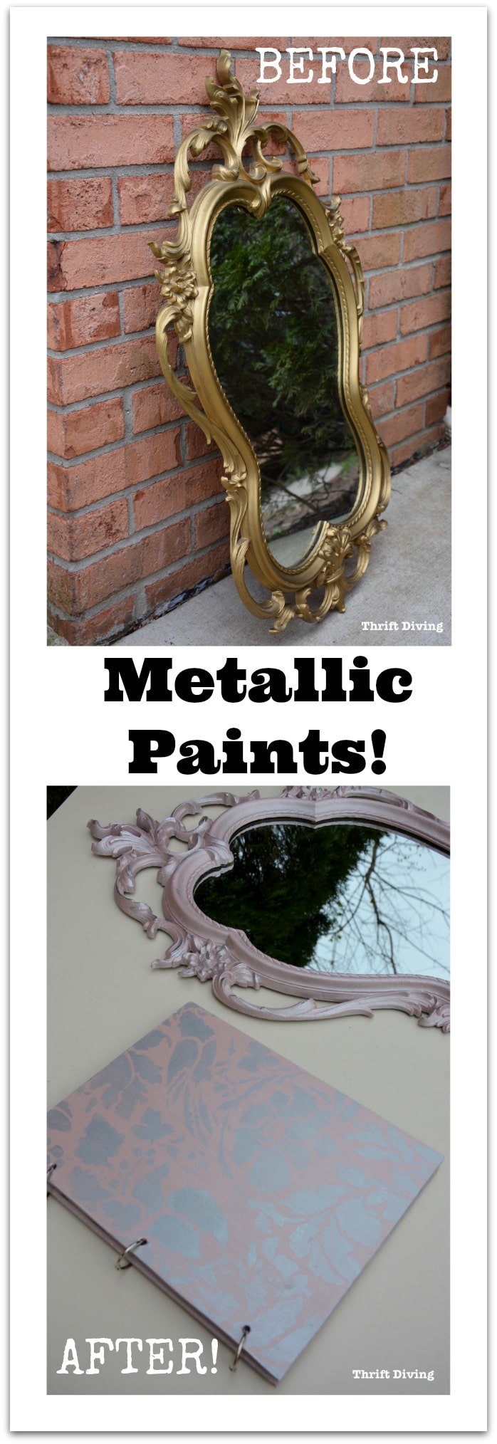 Having fun with metallic paints to transform mirrors and DIY wooden journals - Thrift Diving