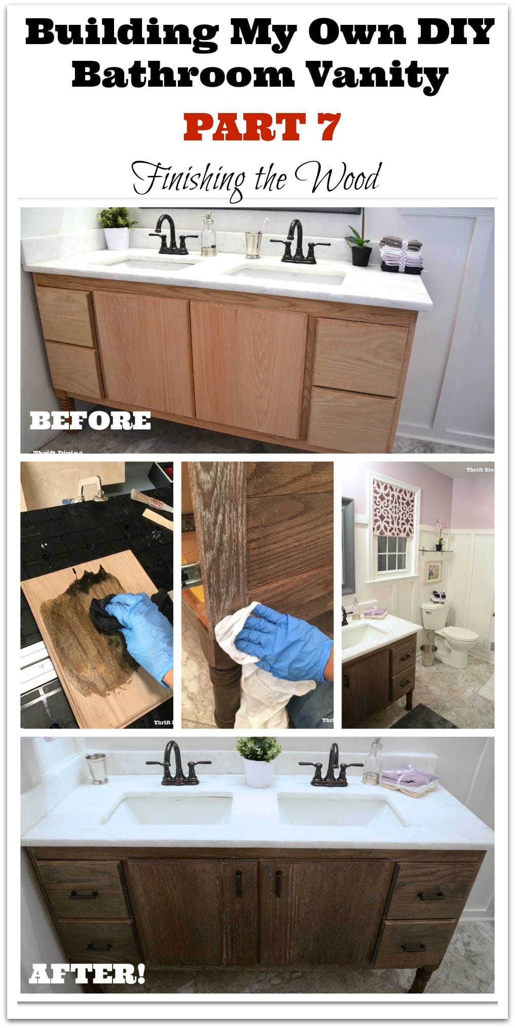 I Built a DIY Bathroom Vanity From Scratch - Finishing the Wood - Part 7 - Thrift Diving