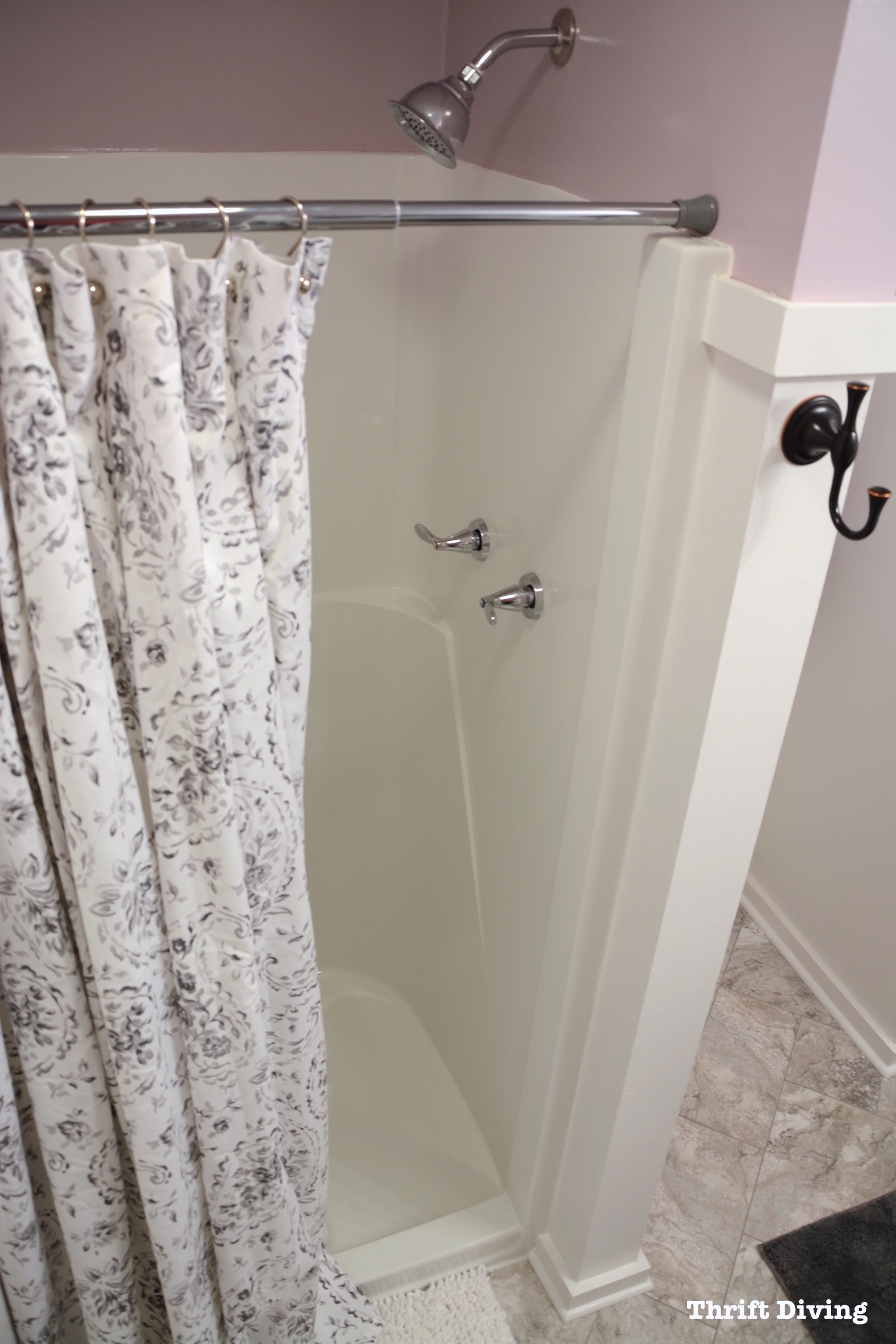 Pretty Lavender Bathroom Makeovers - Shower and tub refinishing of an old 1970s shower. - AFTER - Thrift Diving