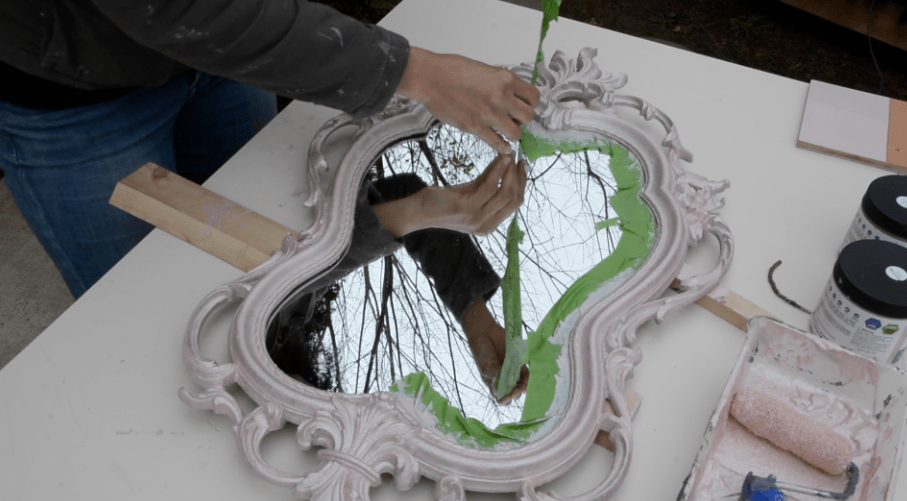 Metallic Painted Mirror - Removing tape