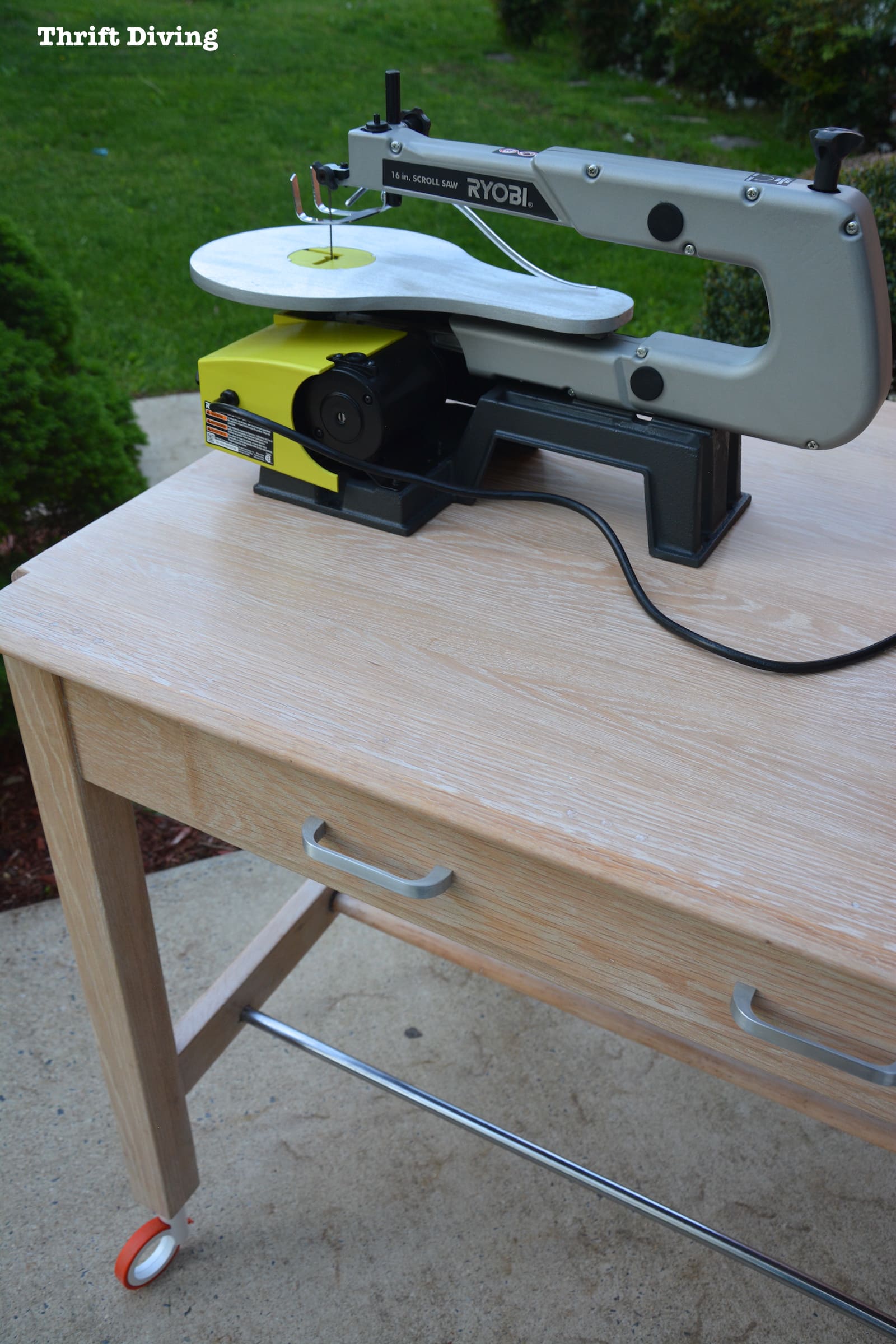 Strip furniture back to its natural wood - Turn a thrifted drafting table into a DIY garage workstation | Thrift Diving