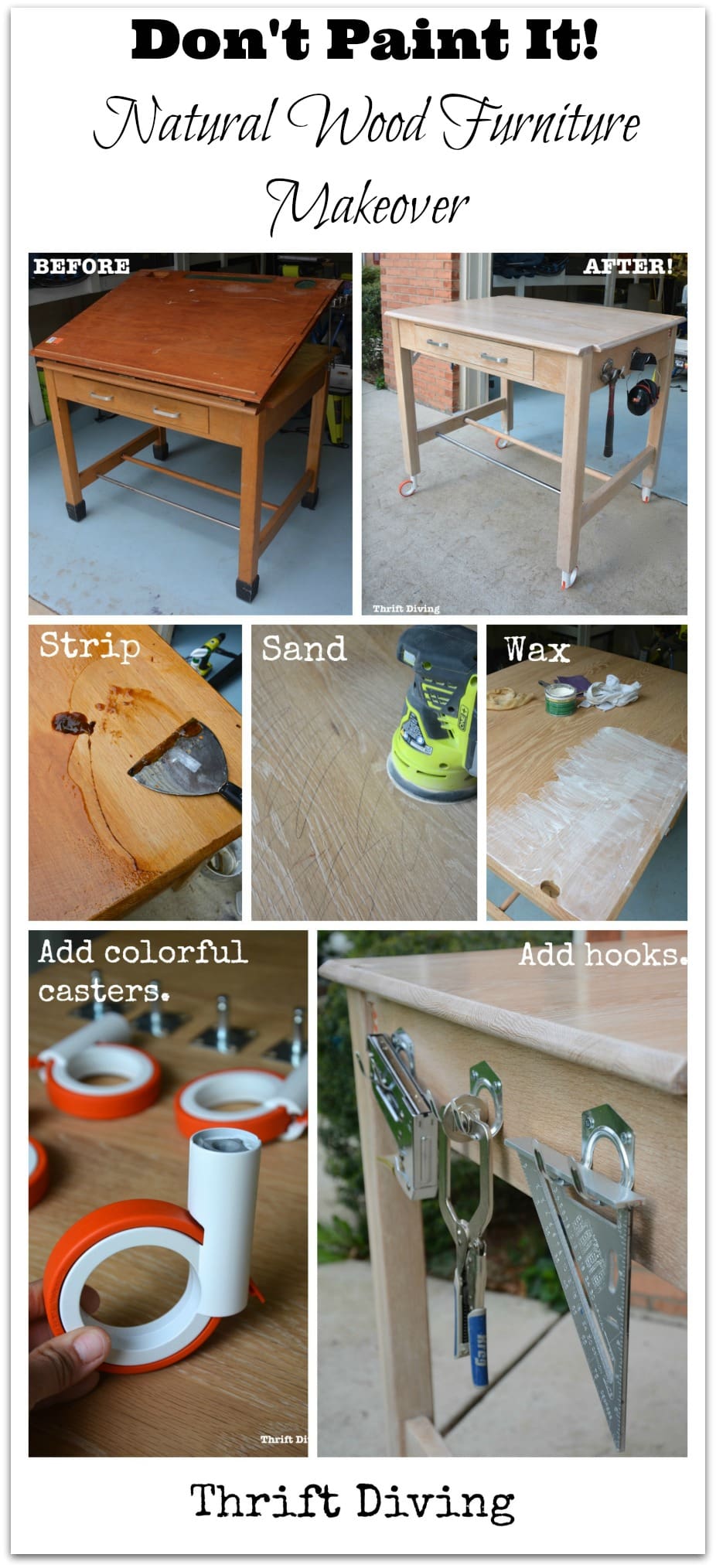 Don't paint it - Strip and wax good furniture for a natural wood finish - DIY Furniture Makeover - Thrift Diving