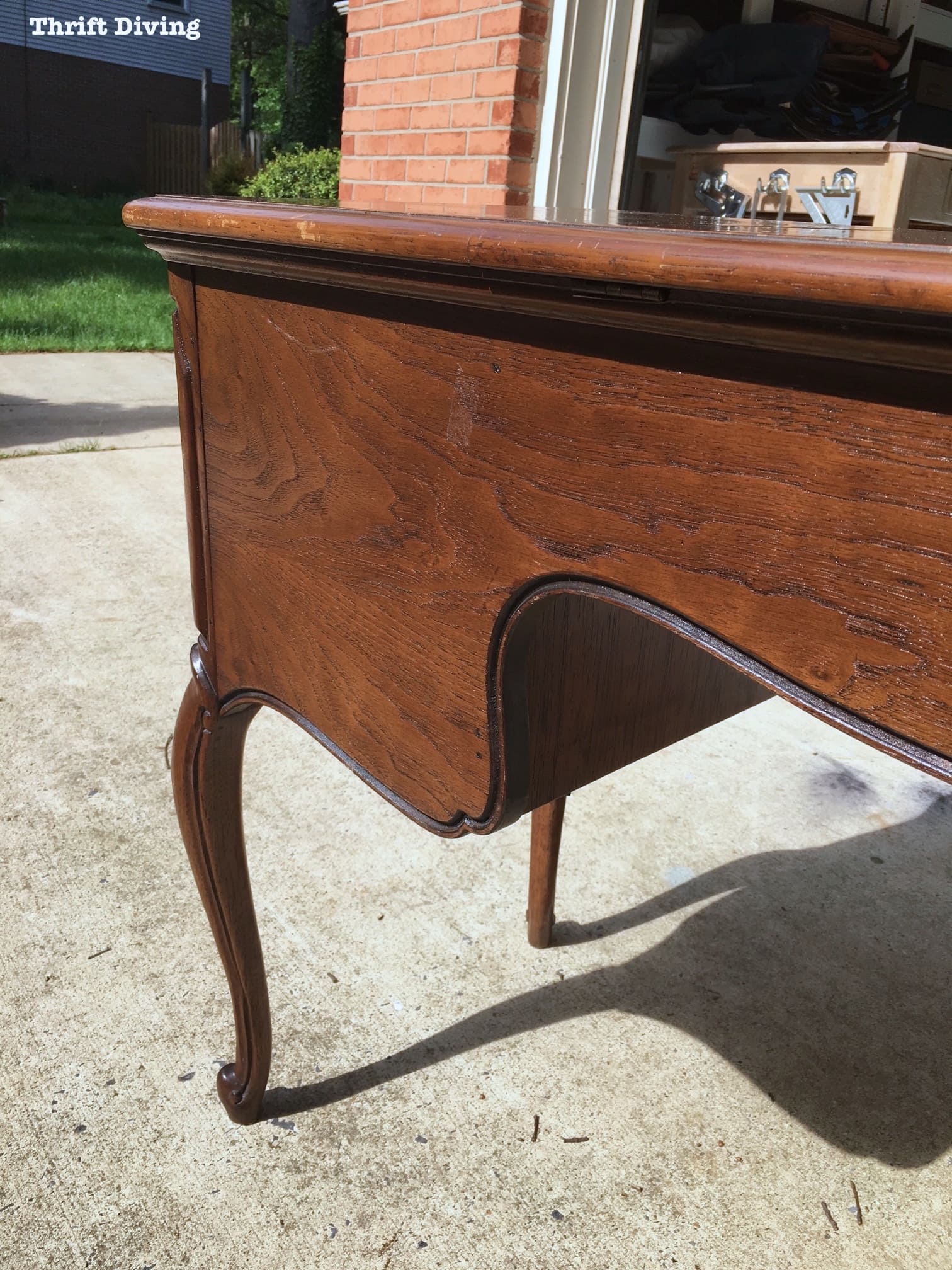 French Provincial vanity makeover - Wood grain - Thrift Diving