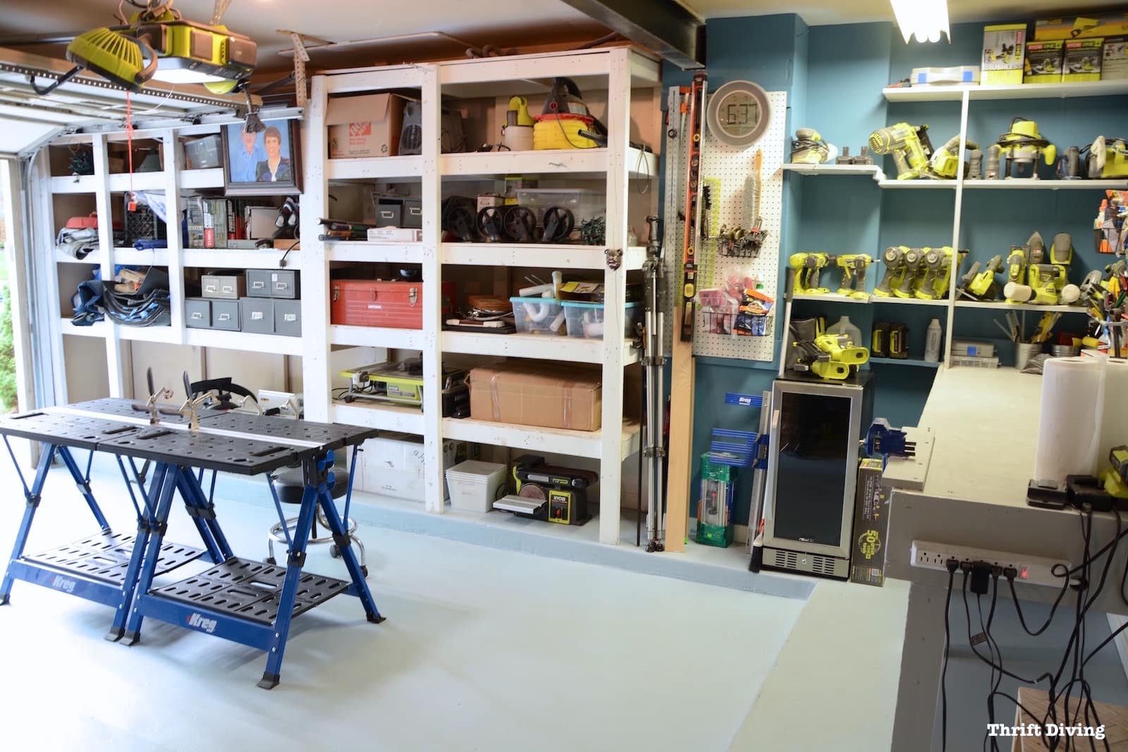 Garage Makeover with a Painted Floor - Thrift Diving