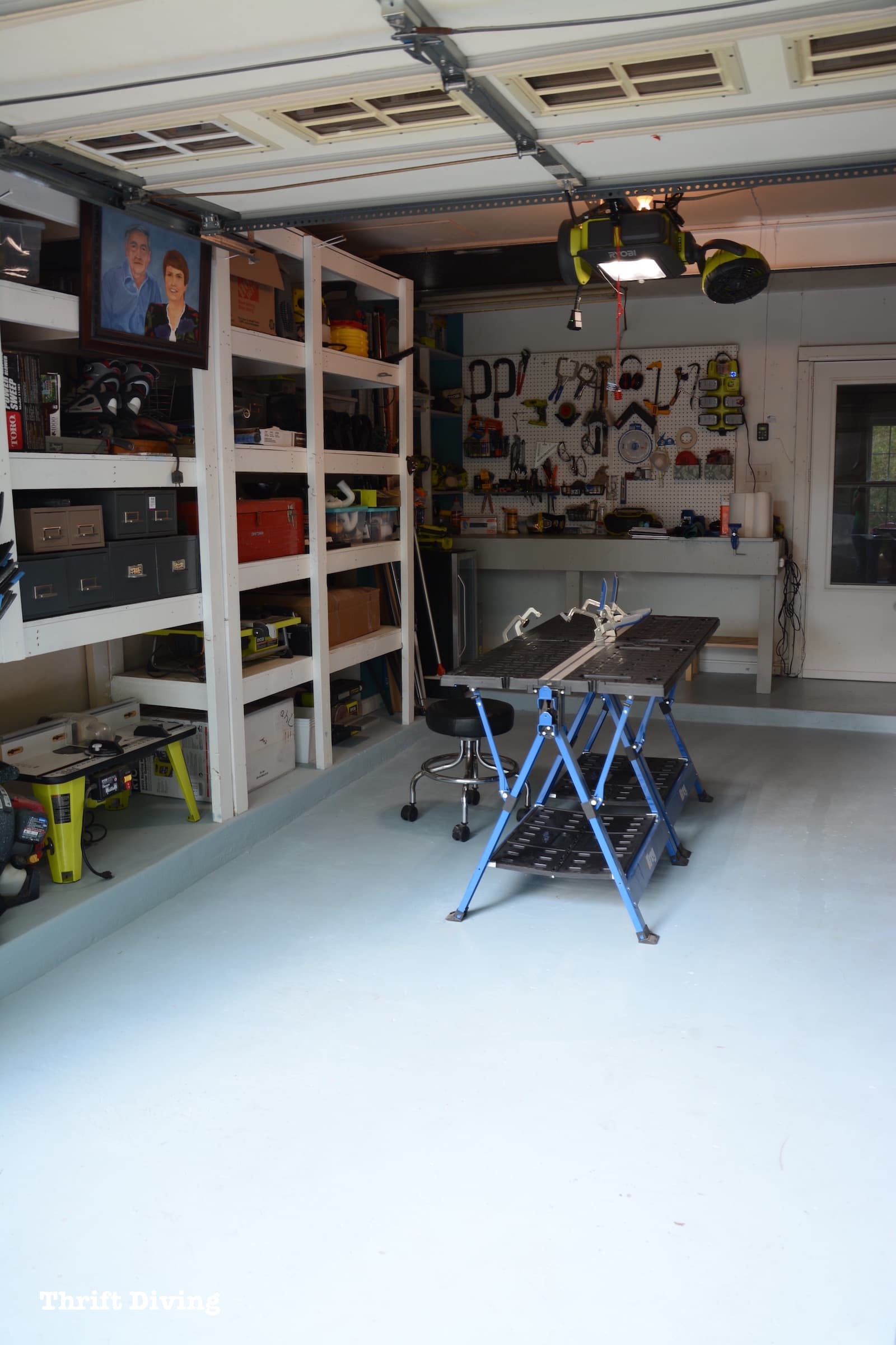 How to Paint a Garage Floor - BEFORE and AFTER - Thrift Diving
