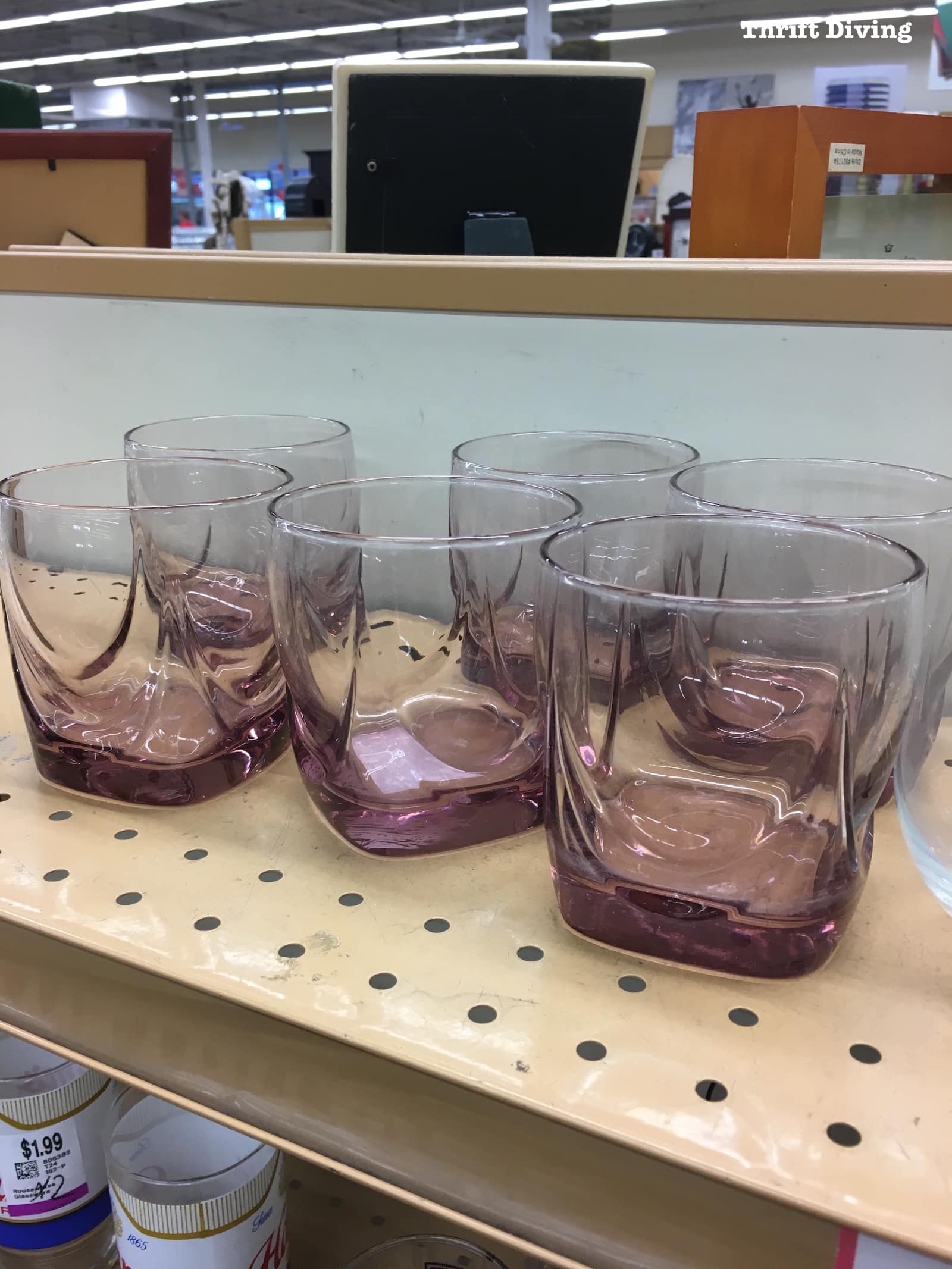 How to Shop Thrift Stores - Pink glassware - Thrift Diving