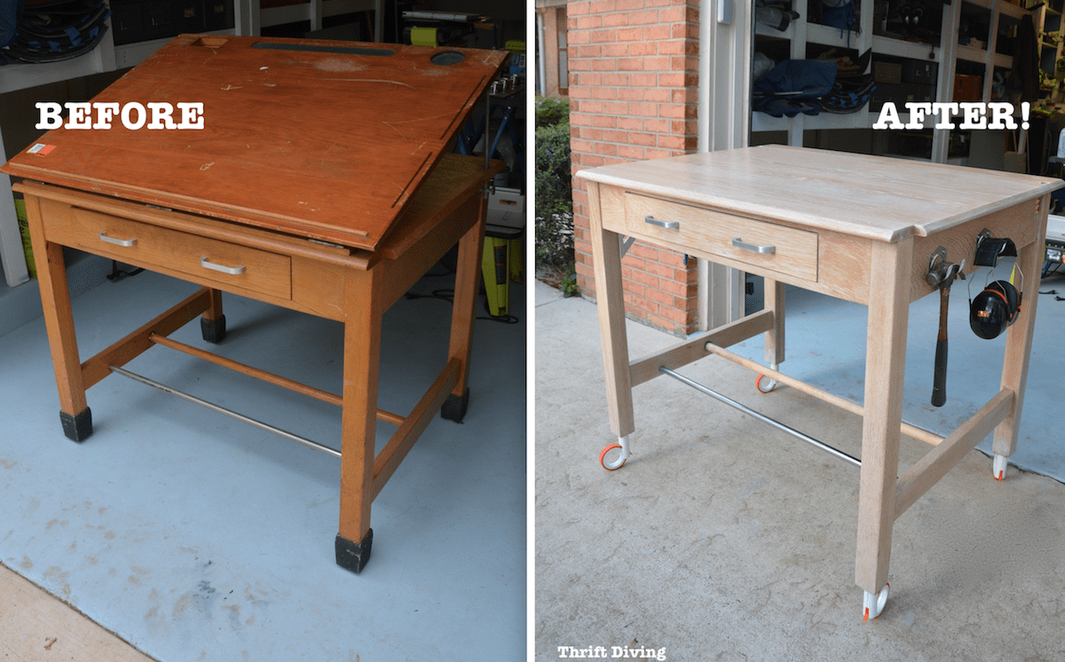 Vintage drafting table from the thrift store. - AFTER - Thrift Diving